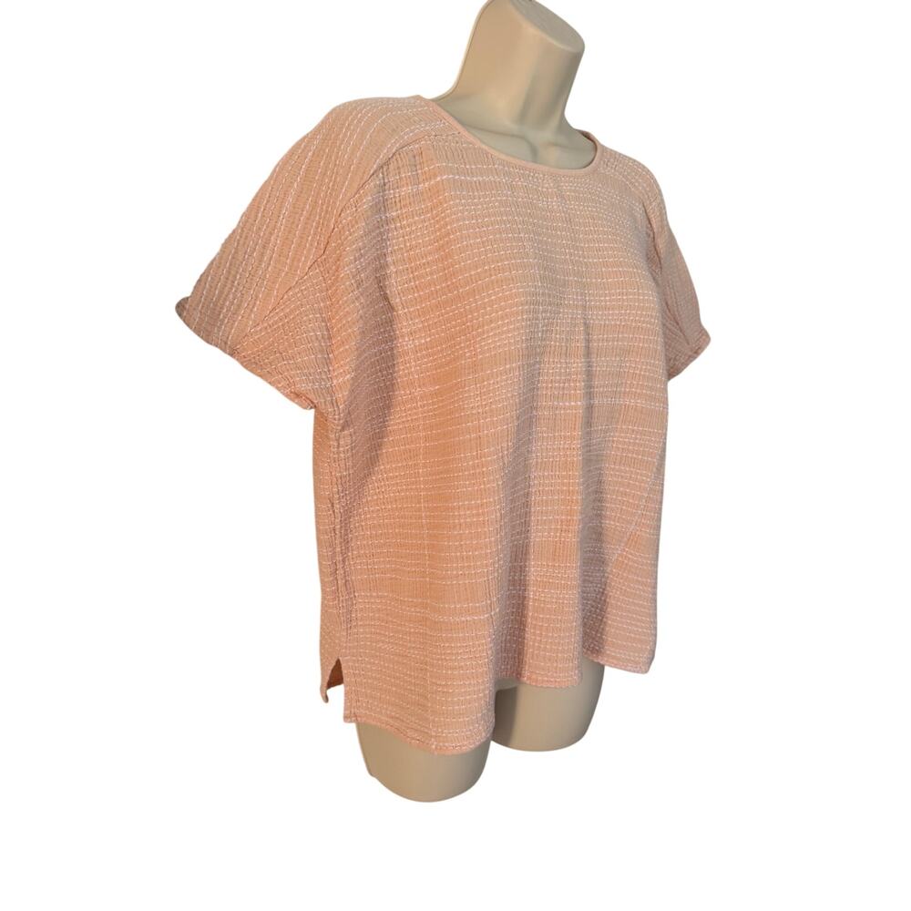 CUTE Pure Jill Top Peachy Pink Embroidered 100% Cotton Women's XS Excellent Cond